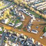 Flooding in Clydach in 2021 caused by old mine workings, underlining the dangers of Wales’ industrial past.