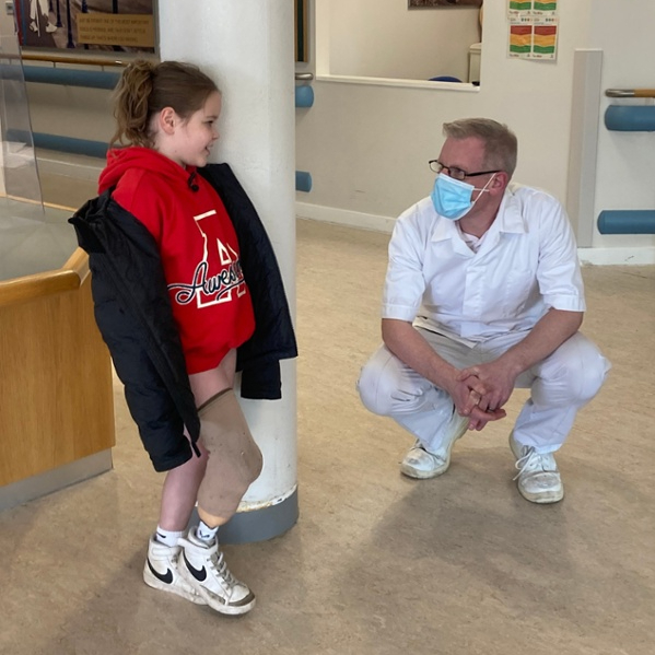 Alys with Advanced prosthetist Paul Drayton
