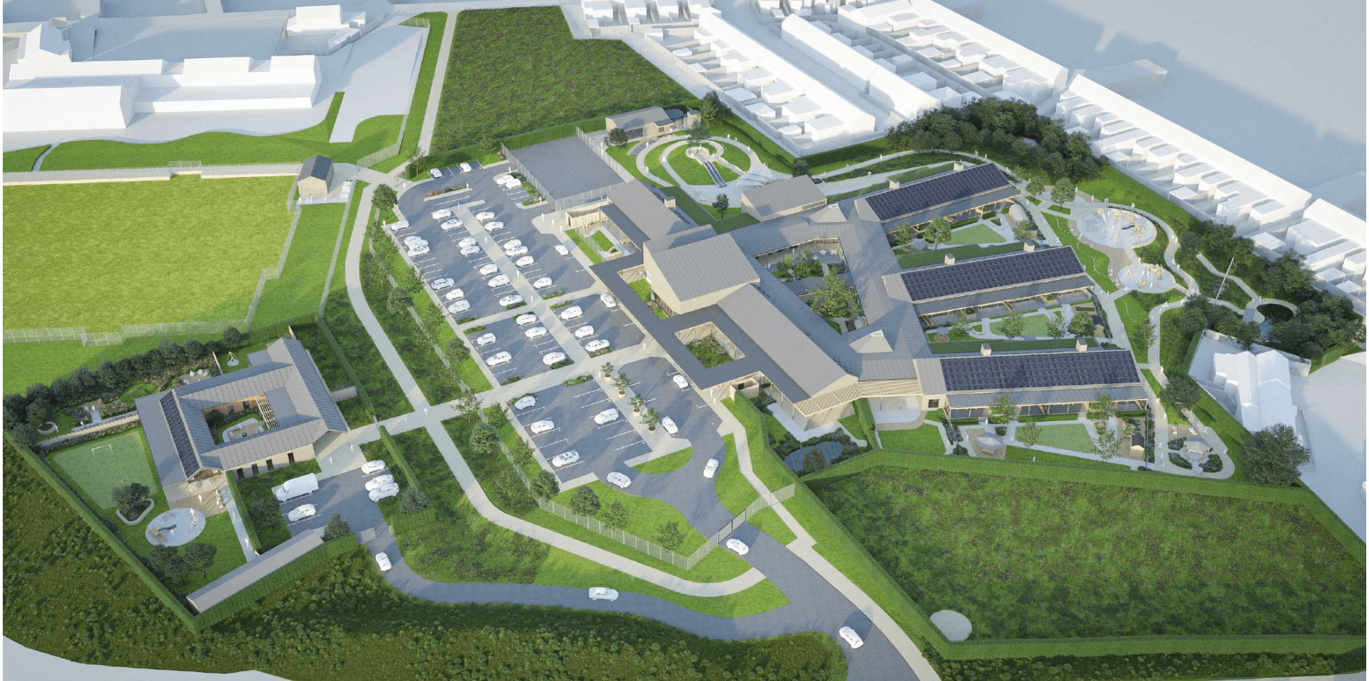 Plan of new Llanelli Special School and respite centre on Copperworks Road
