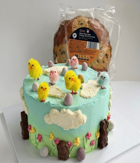 Jack's cake made from the giant chocolate orange hot cross bun