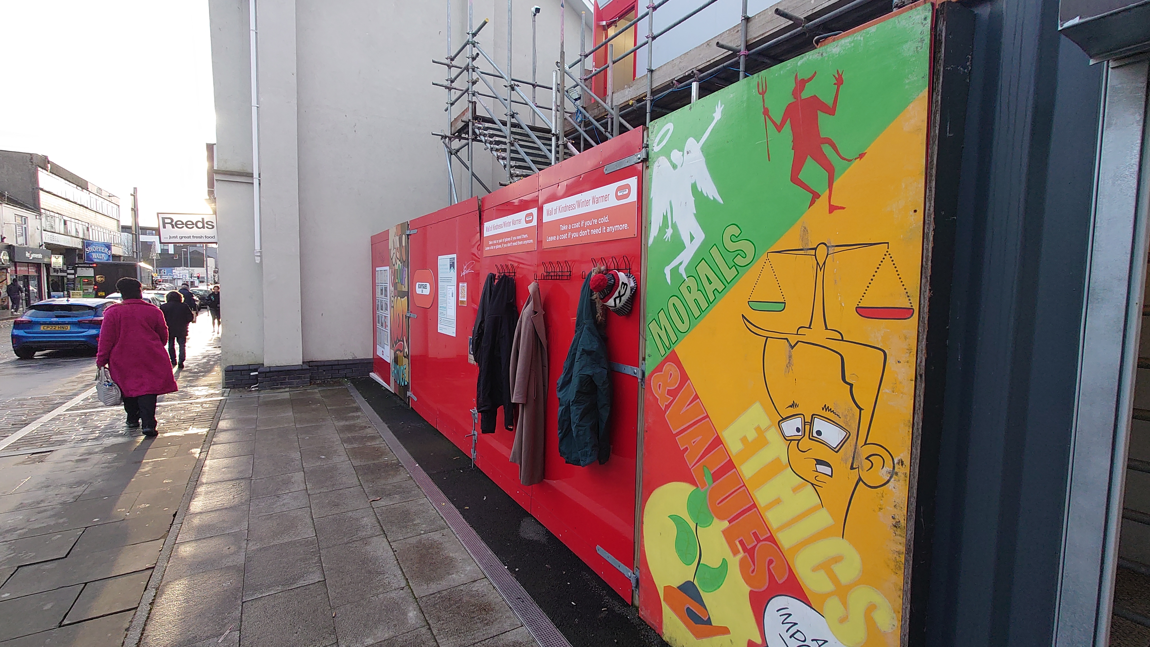Bouygues UK's "Wall of Kindness" on the Oxford Street site of the construction company's new office development