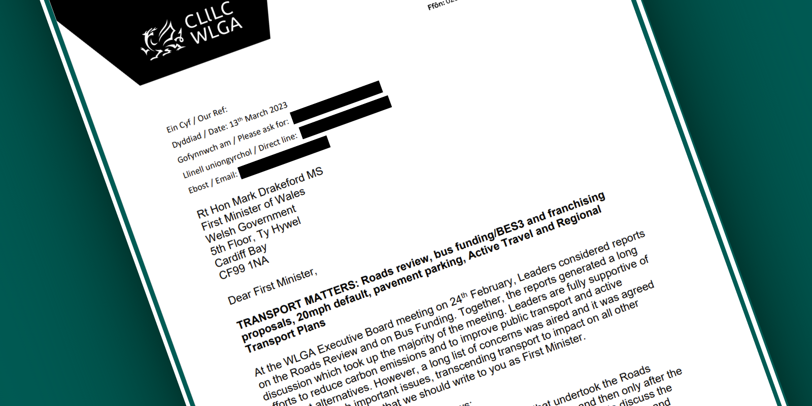 A leaked letter to First Minister Mark Drakeford