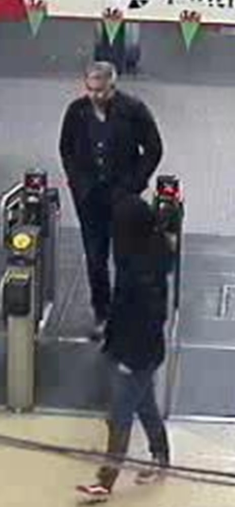 CCTV image of man police want to speak with after two women assaulted on a Swansea train