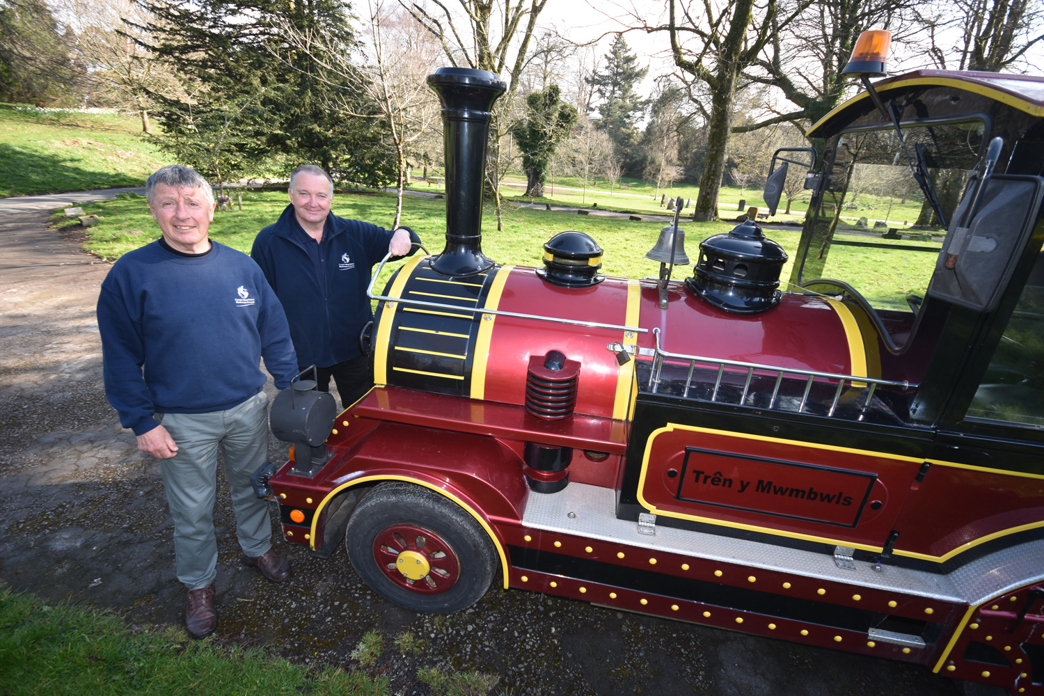 Andy Maslin and Geoff Davies, drivers and conductors with the Swansea Bay Land Rider Train. (Image: Swansea Council)