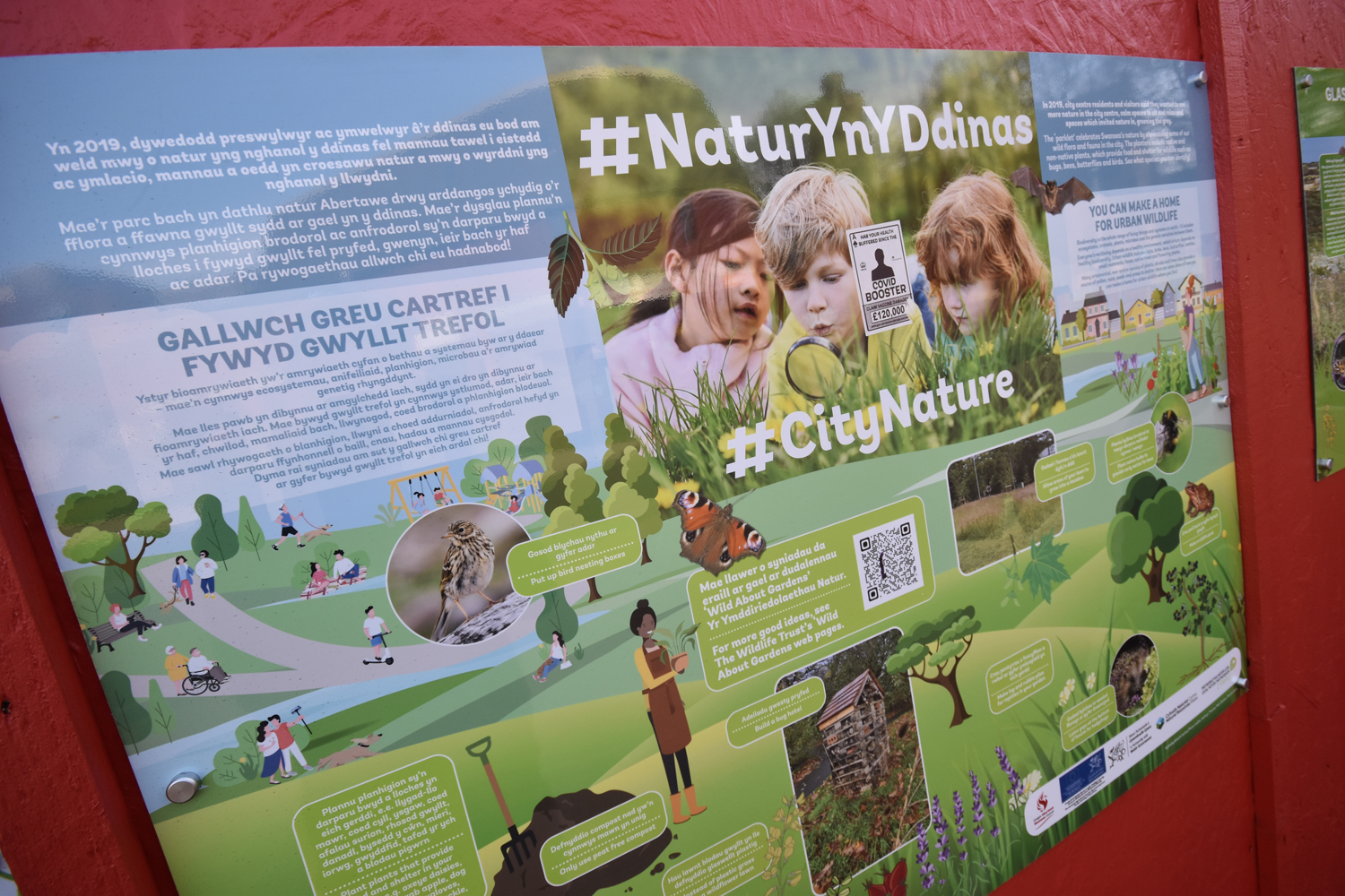 New signs at the pop-up park. Pic: Swansea Council