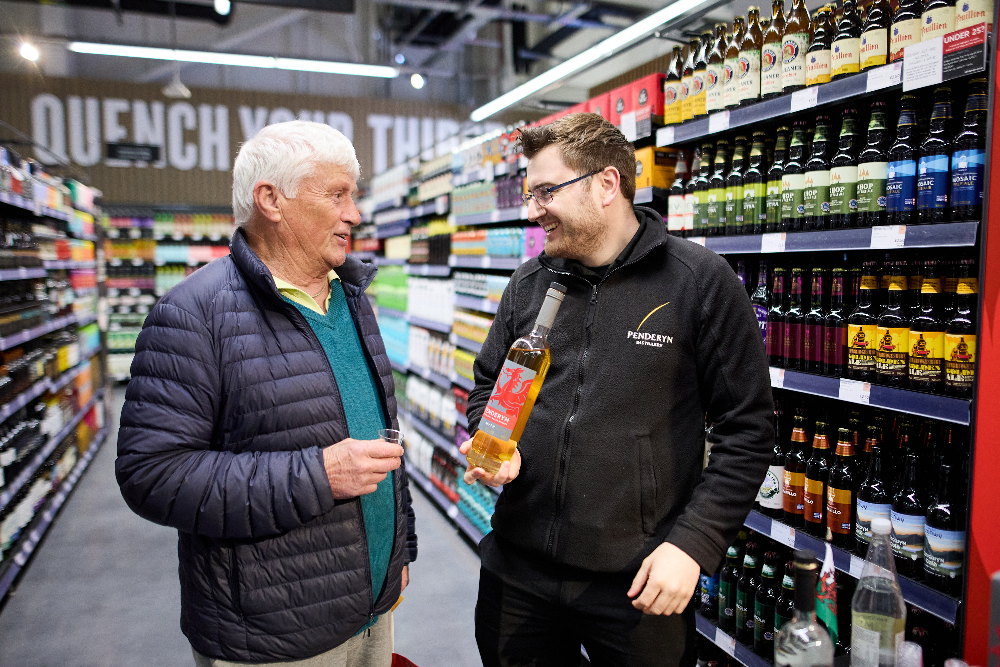 Penderyn Whisky at the reopening of Fforestfach's M&S store
