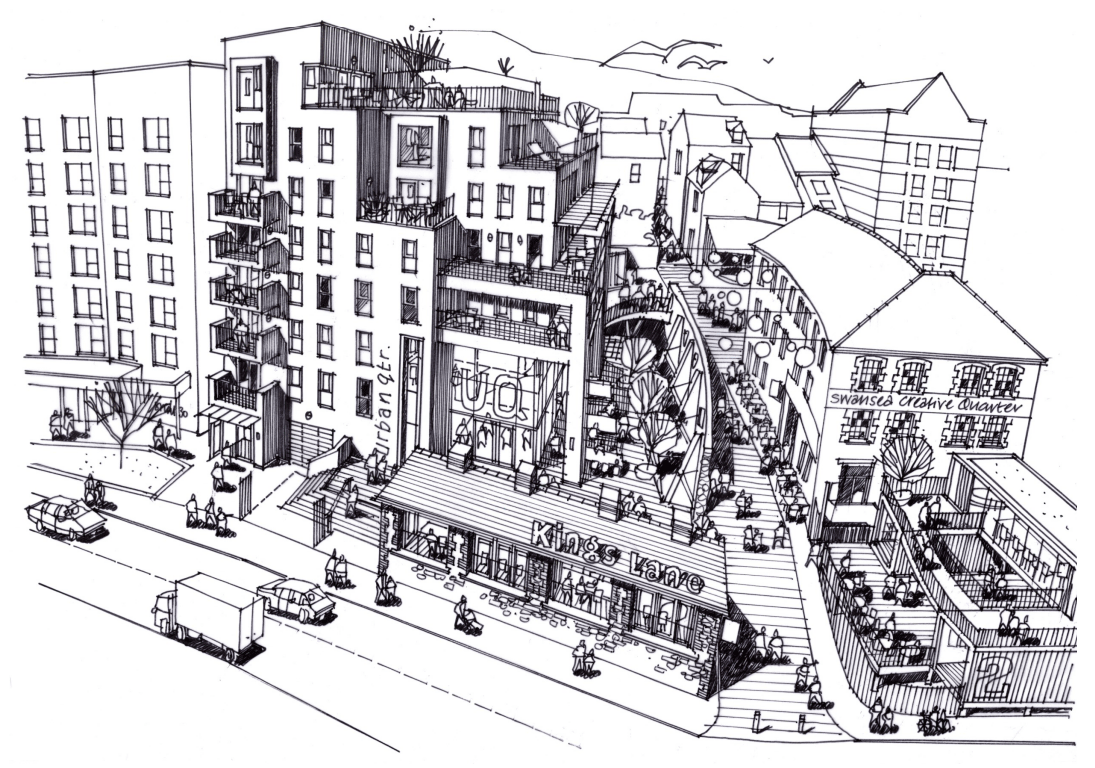 Artist's illustration of the wider regeneration scheme at Kings Lane