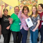 Staff from Pobl's Trem y Glyn care home in Neath