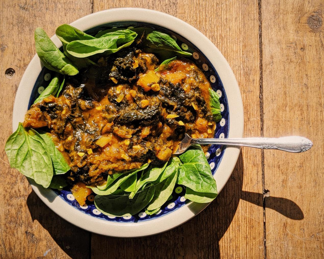 Butternut, laverbread and cocnut curry
