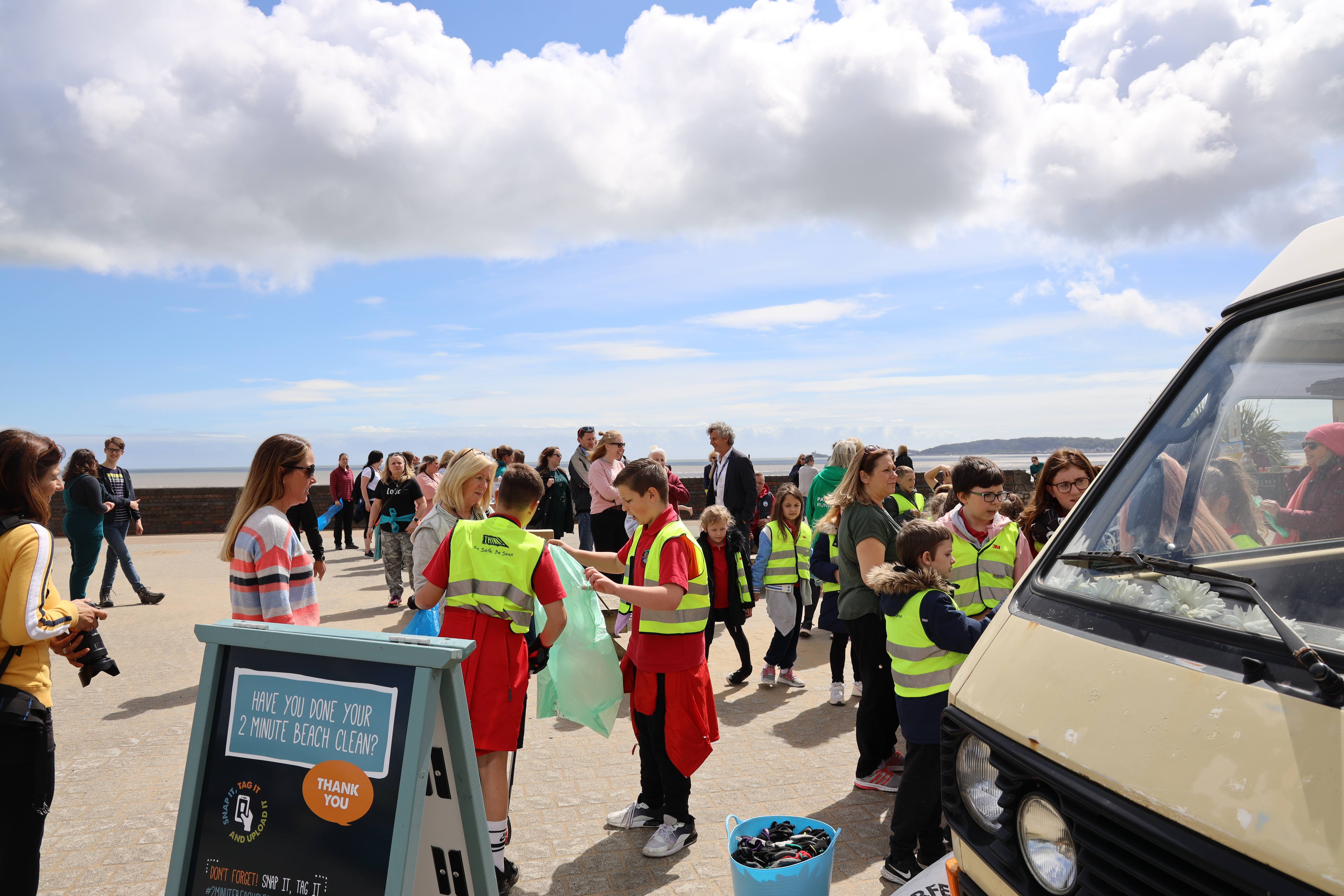 Getting ready for the start of the Swansea beach litter pick