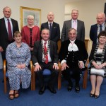 The new Chairman of Pembrokeshire County Council, Cllr Tom Tudor is pictured seated centre with (left) Mrs Alison Tudor (Chairman’s consort), The High Sheriff of Dyfed Mr Meurig Raymond and High Sheriff’s consort Mrs Hilary Raymond. Standing back row are Will Bramble (Chief Executive), Cllr Pat Davies (immediate past Chairman), Cllr Simon Hancock (Presiding Member) Cllr David Simpson (Leader) and Cllr Steve Alderman (Vice Chairman).