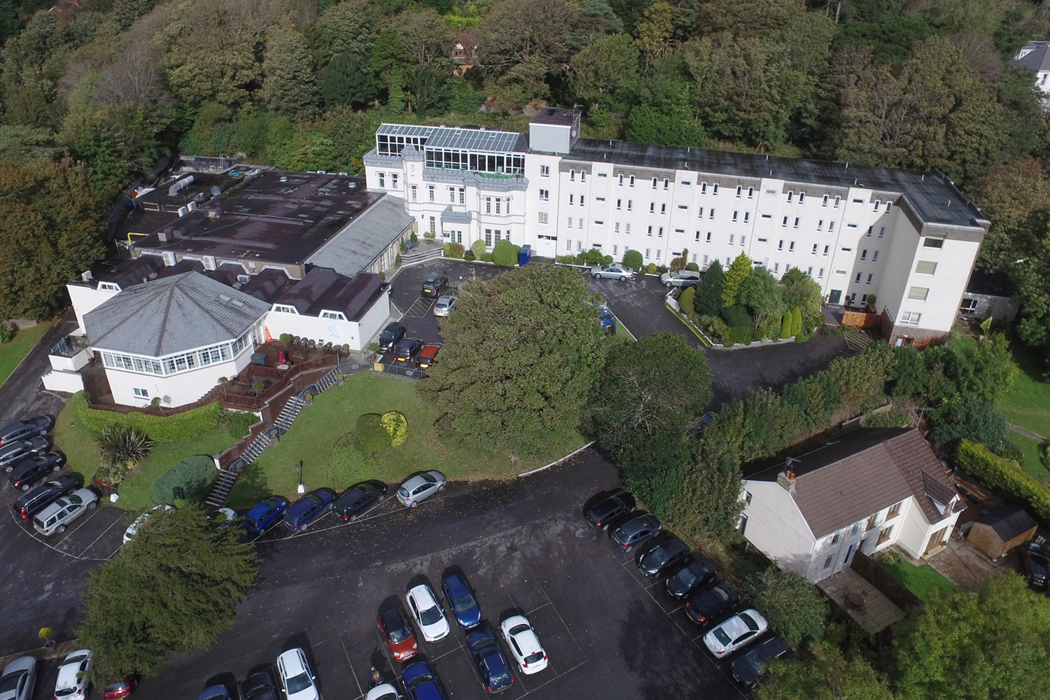 Aerial view of Stradey Park Hotel in Llanelli