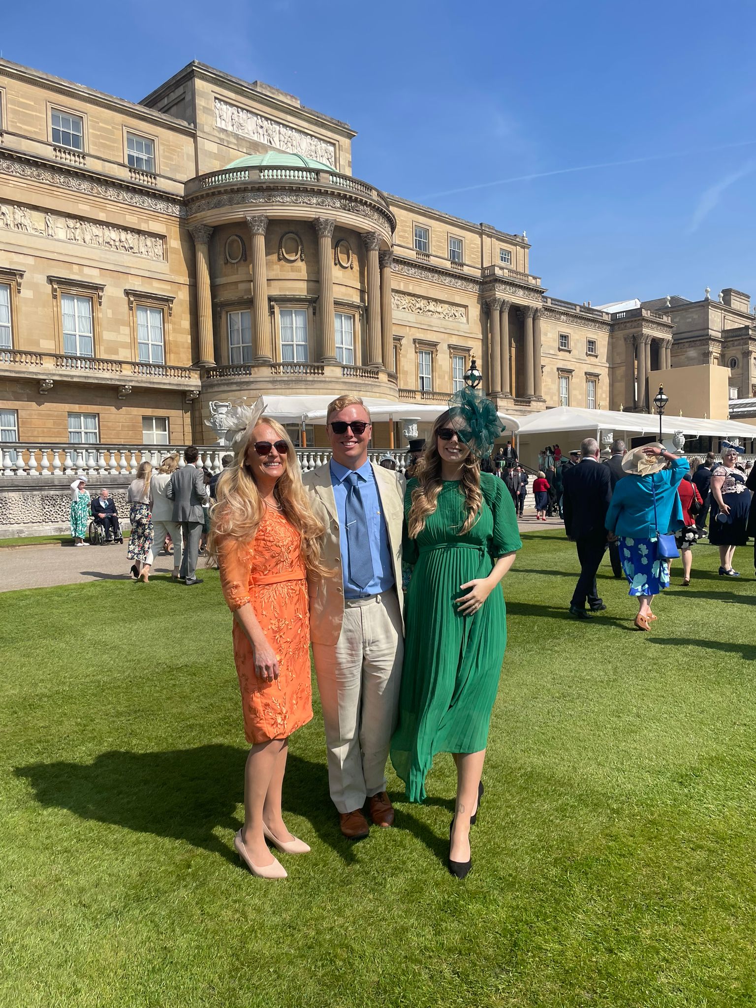 Sian with son Mikey and daughter Ebony at the royal garden party