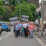 Protesters take to the streets agains the plans to house asylum seekers at Llanelli's Stradey Park Hotel.