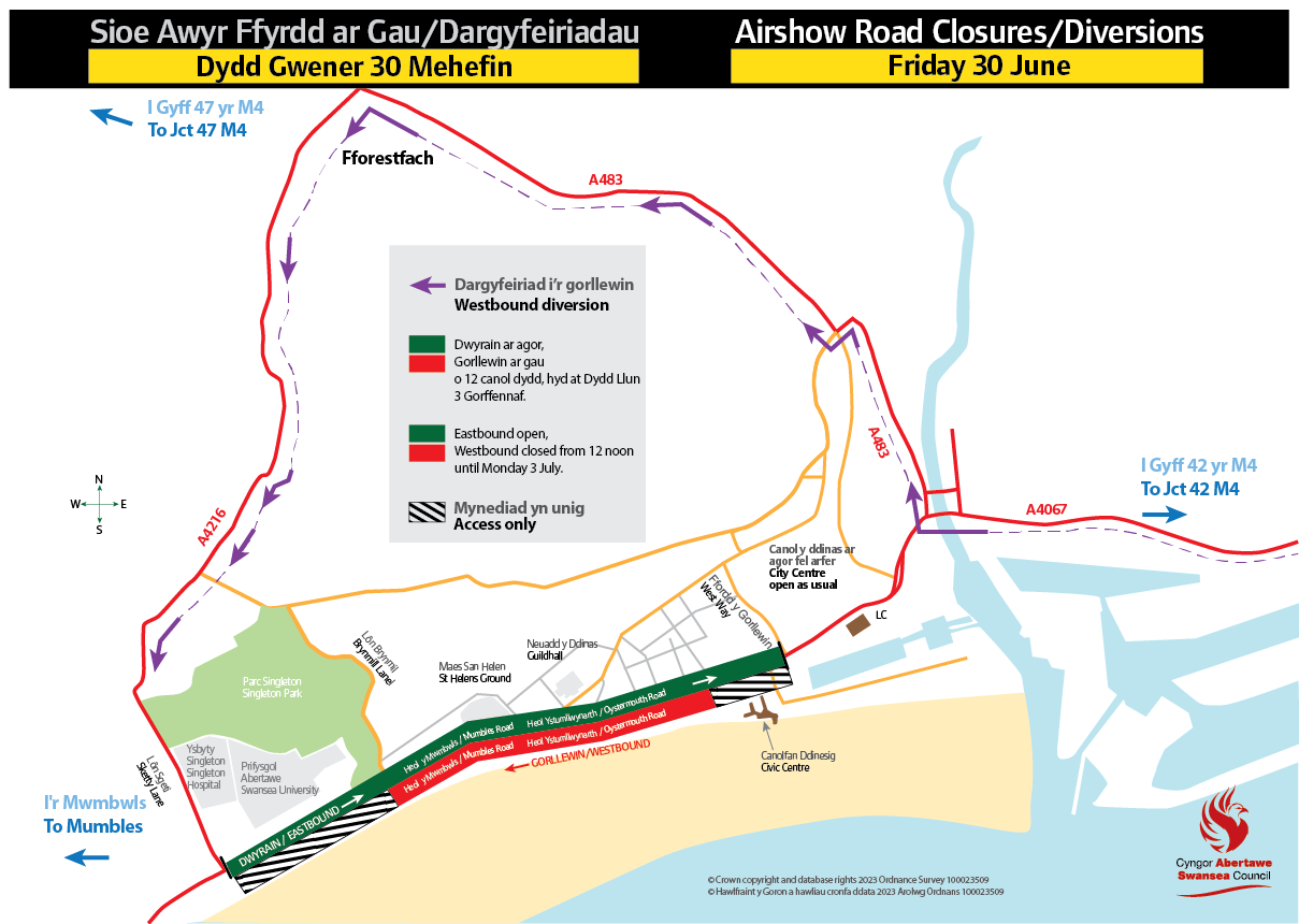 Wales Airshow Road Closures 2023 - Friday 30 June