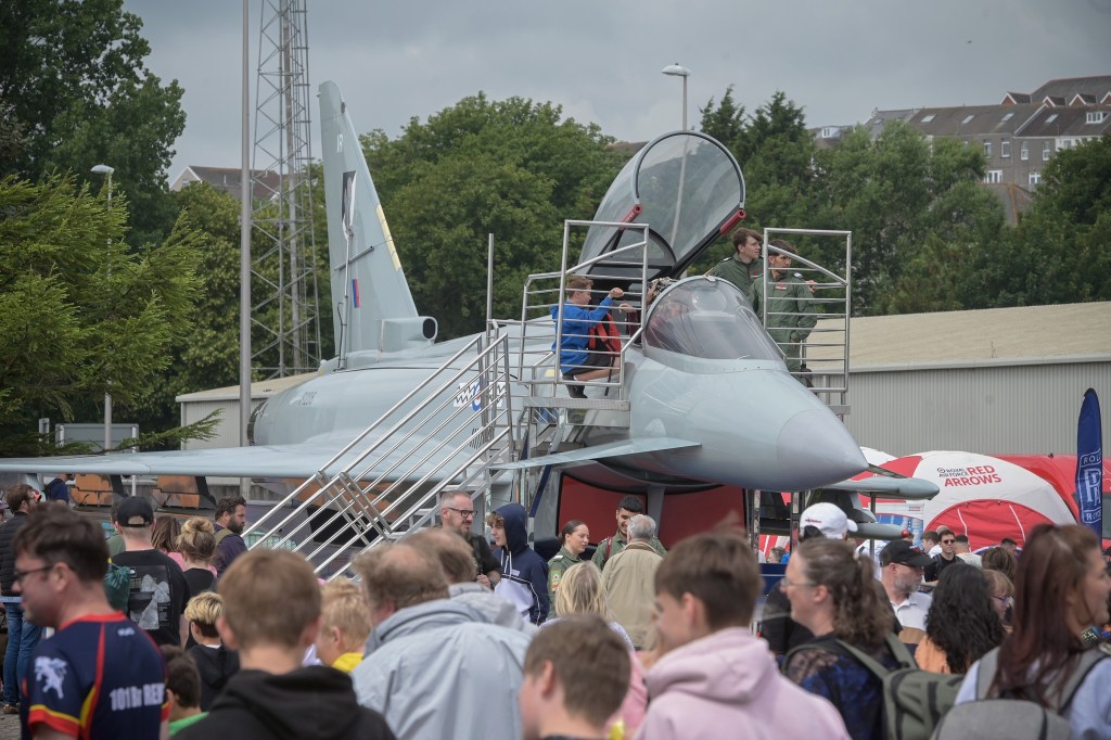 A replica Typhoon ground exhibit at the Wales Airshow