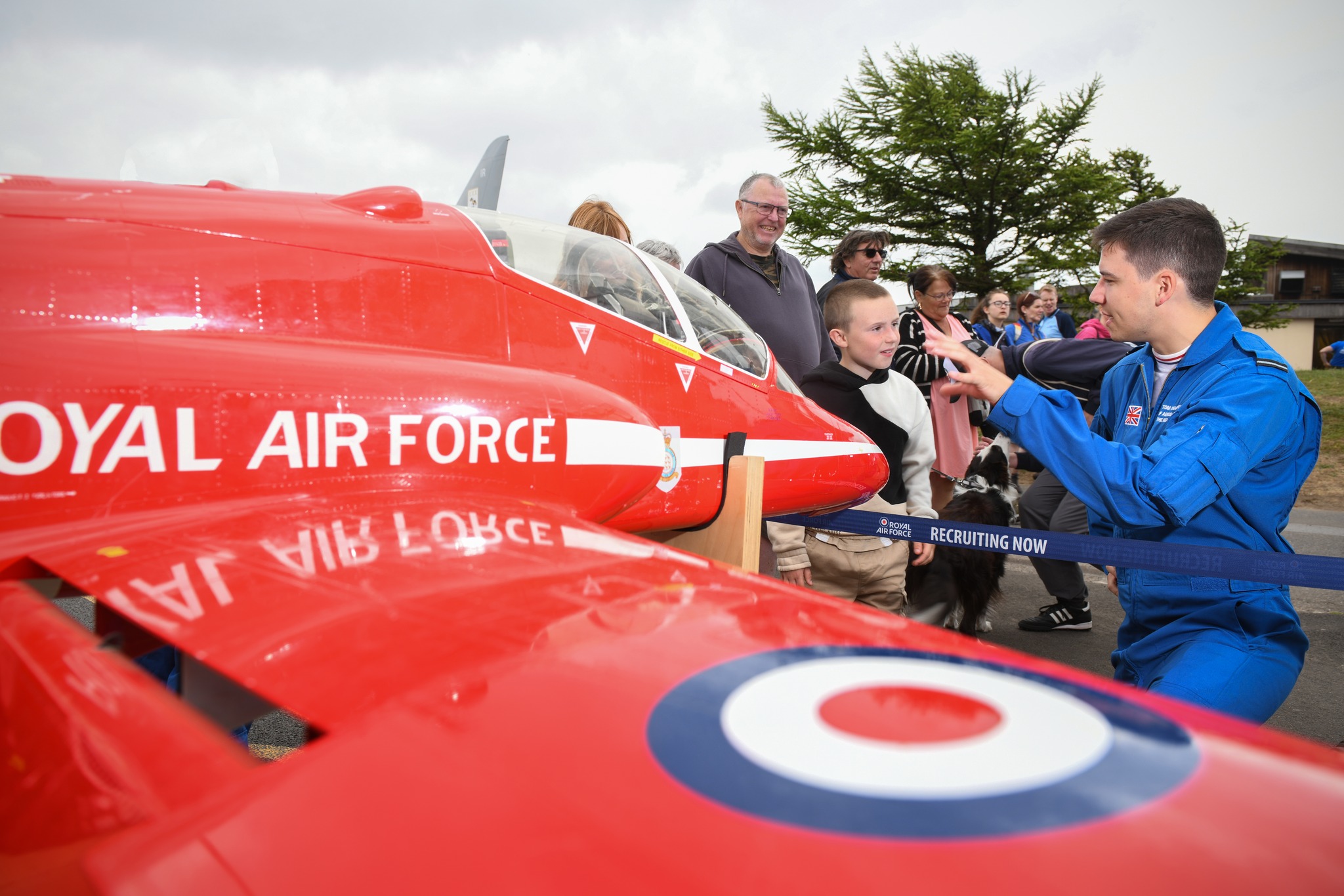 Evan Gilbert aged 8 gets a flight tutorial RAF Flying Officer Tom Dennison.