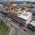 Drone footage of 71/72 Kingsway office development in Swansea