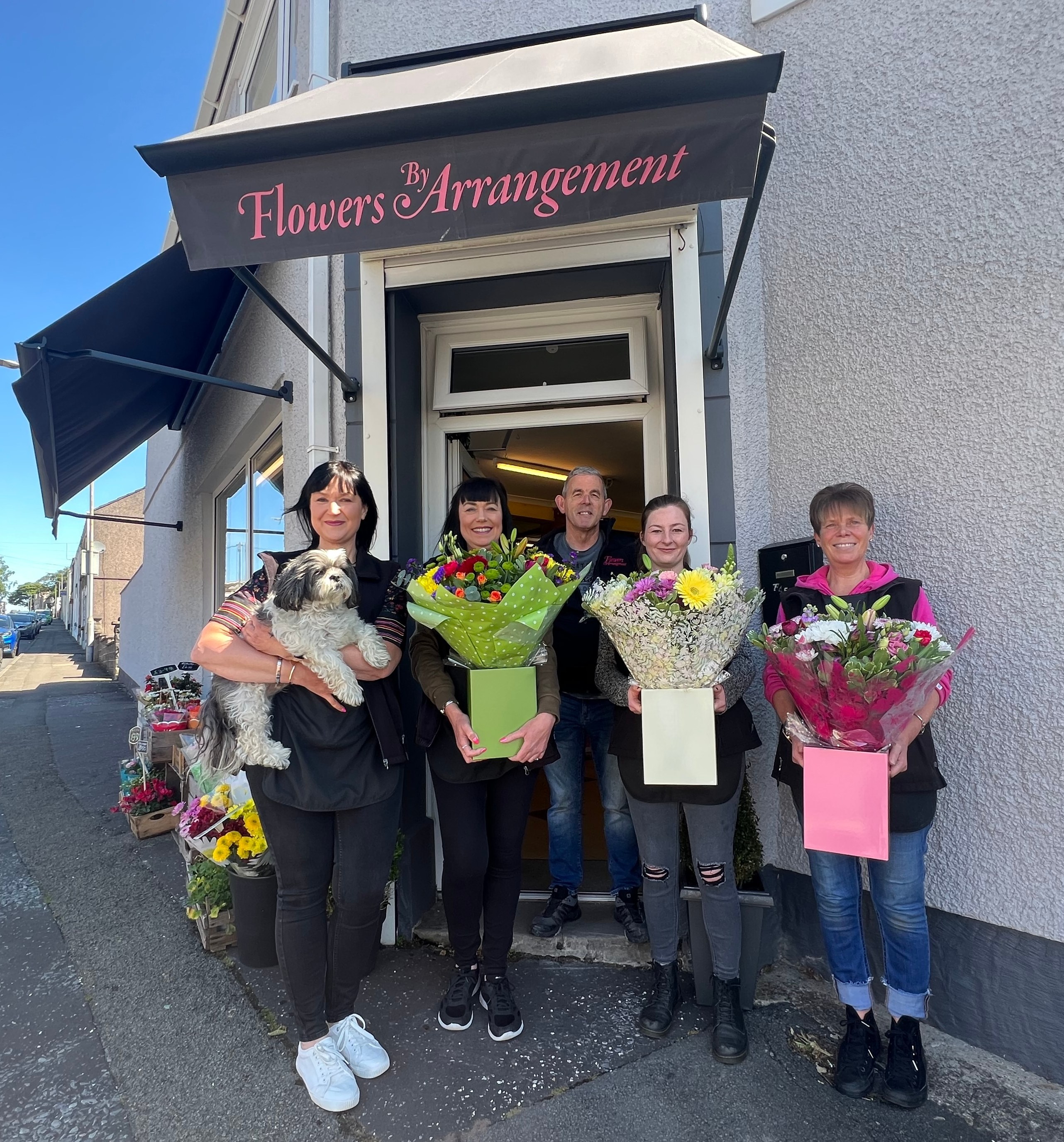 Flowers by Arrangement in Treboeth outside their revamped shop front