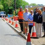 Pictured above at the construction of the new shared use path between Saunderfoot village and the railway station are (left to right): Chris Frearson, foreman for contractors Evan Pritchard Contractors Ltd, Cllr Alec Cormack, Cllr Rhys Sinnett, John and Caroline Davies from Bonville Court Country Park who have supported the project by the dedication of land for the construction of the path, and Cllr Chris Williams.