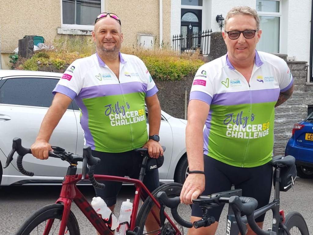 PICTURED: Tom and his friend Ryan Smith, who he will be riding alongside again this year.