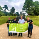 Tony Barrett Chairperson of the Friends of Margam Park, Elena Smith Administrative Officer, Cllr. Cen Phillips Cabinet Member for Nature, Tourism and Wellbeing, Catherine Thomas, Estates Worker - pictured at Margam Country Park
