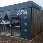 One of Swansea Council's Cycle Hub stations at Fabian Way Park and Ride