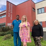 Consultant paediatrician Dr Vallabhaneni with Keeley Davies and her mum Sharon.