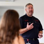 Fire and Rescue Officer presenting at 20mph educational course