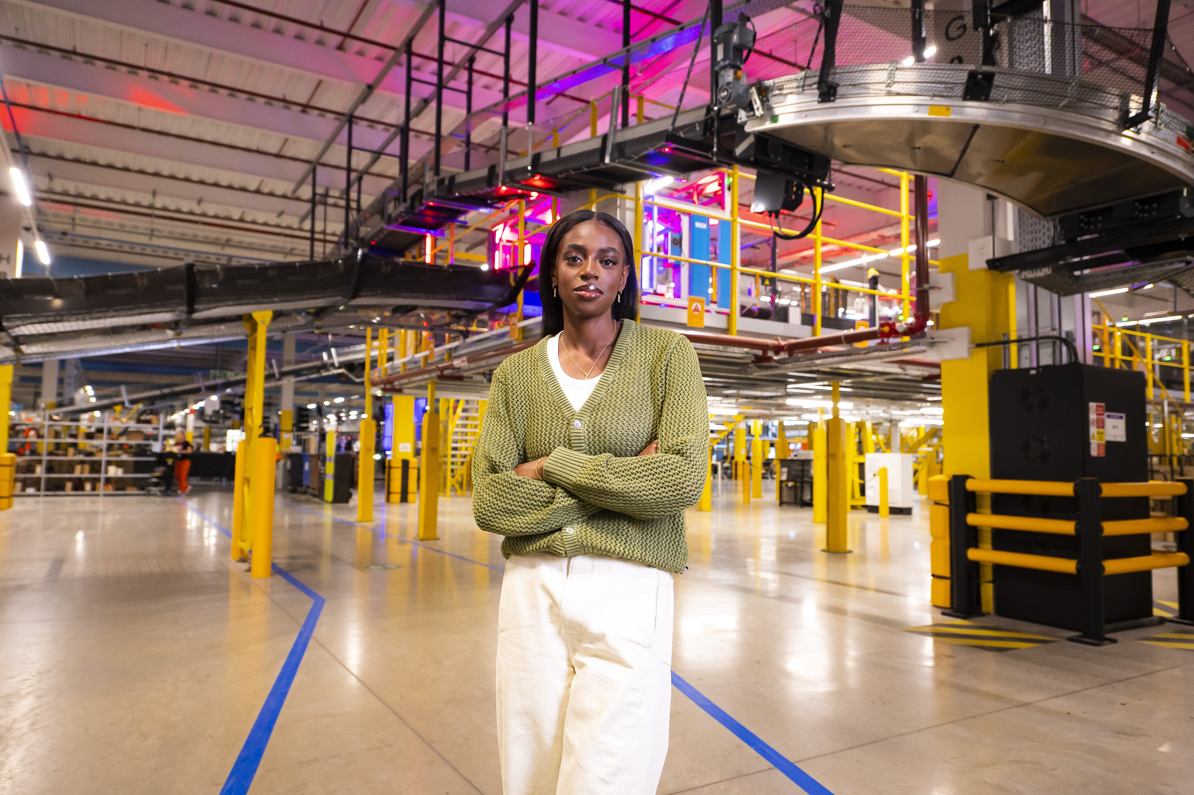Cat Burns at one of Amazon's robotic fulfilment centres.