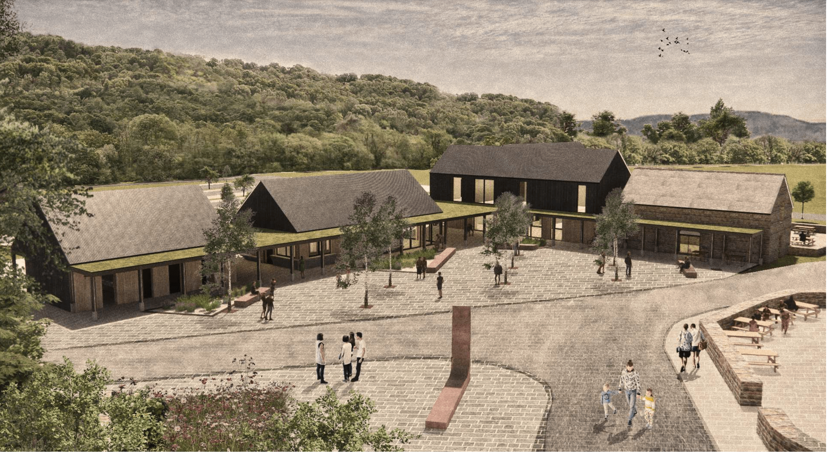 Artist's impression of the new buildings at Pontneddfechan