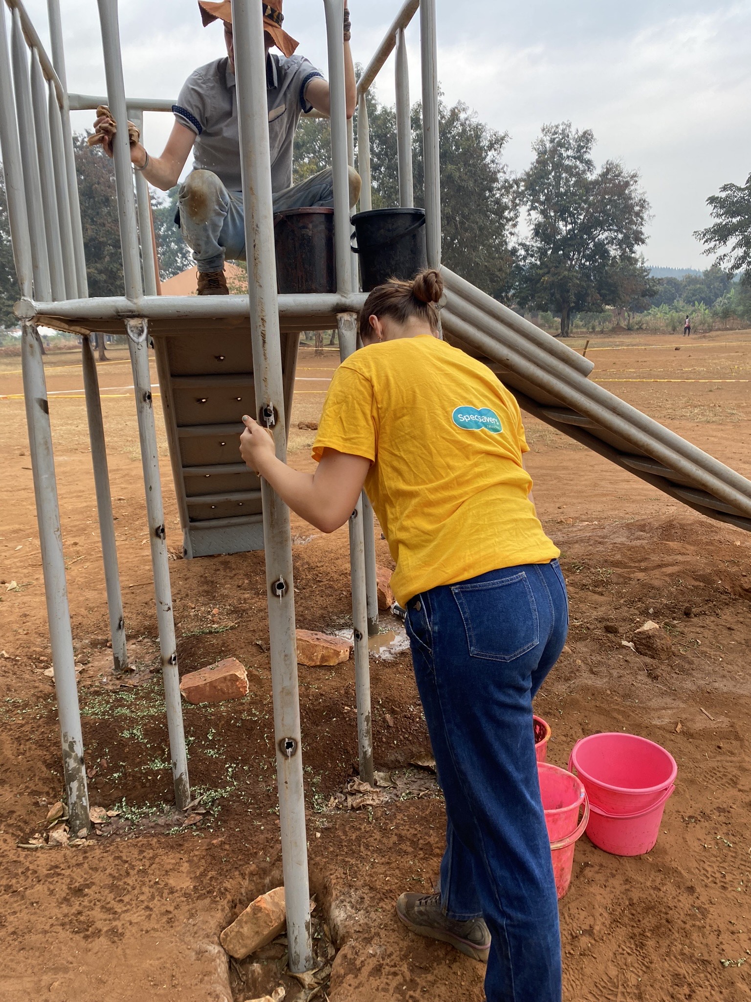 The playground being built