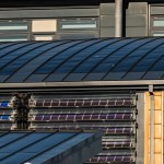 Building Integrated Solar Panels, supplied by BIPVco, on the roofs of the Active Buildings at Swansea University, which generate, store and release their own electricity