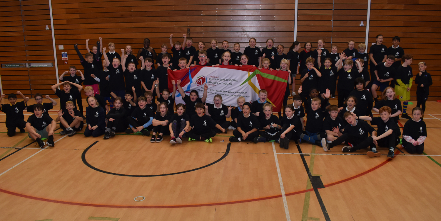 Some of Swansea’s new young ambassador for sport.