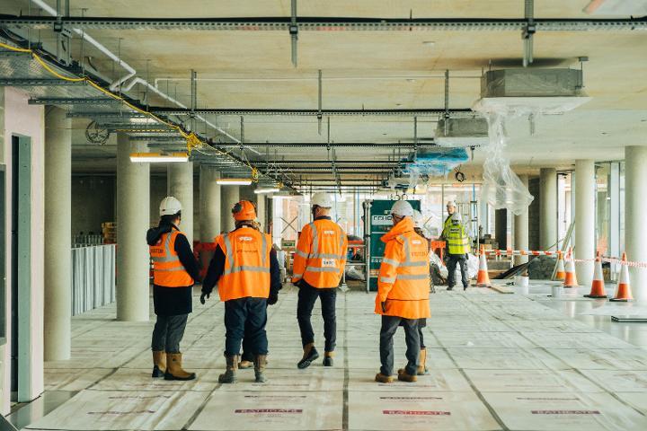 Inside the new 71/72 Office building under construction in Swansea City Centre