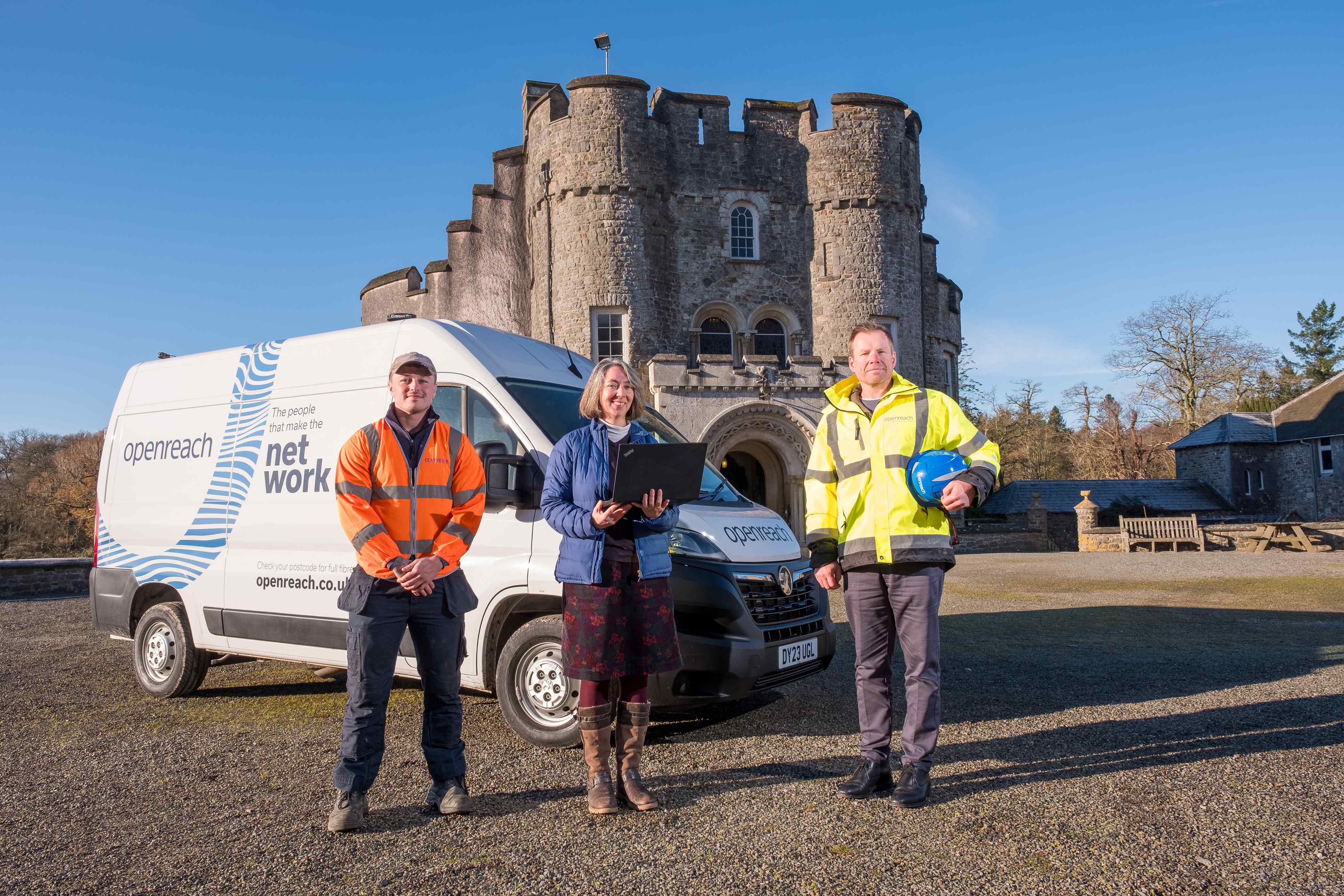 Picton Castle and Openreach engineers