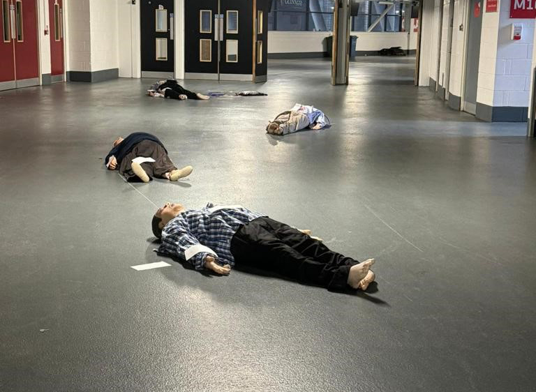 Some of the lifelike models used in the simulated terrorist attack