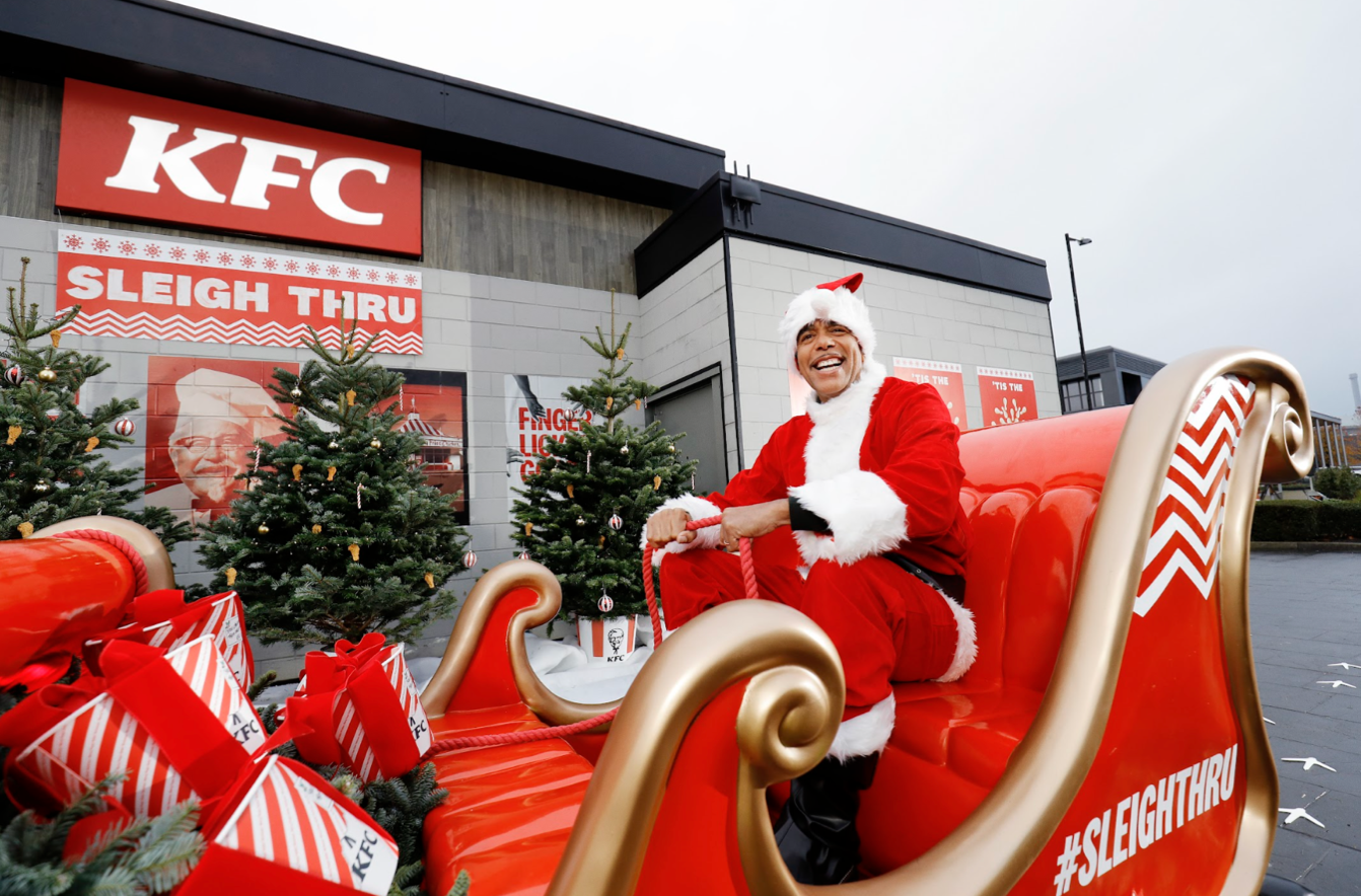 Chris Kamara at a KFC Sleigh Thru!