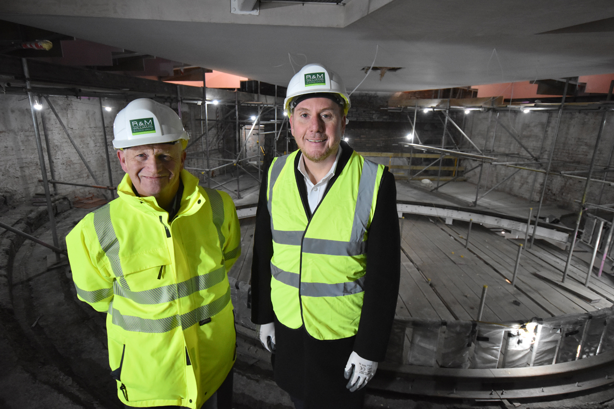 Swansea Council leader Rob Stewart and chief executive Martin Nicholls at the city centre Palace Theatre building.
