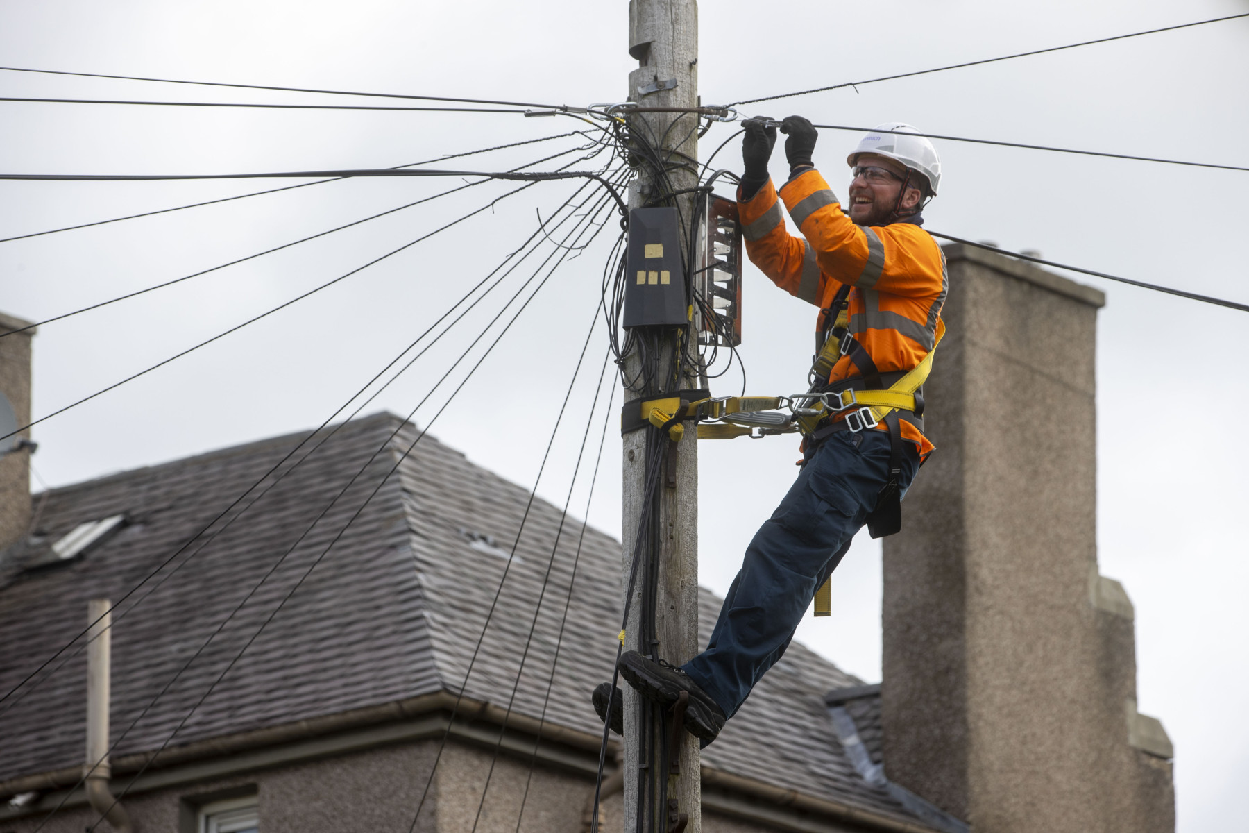 Openreach engineer installing new ultrafast fibre broadband