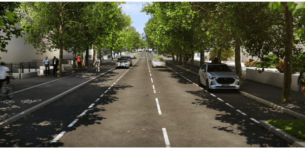 Artist's impression of the cycle route along Walter Road