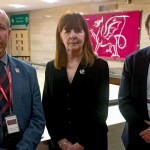 FUW President Ian Rickman, Minister for Rural Affairs, Lesley Griffiths and NFU Cymru President Aled Jones.