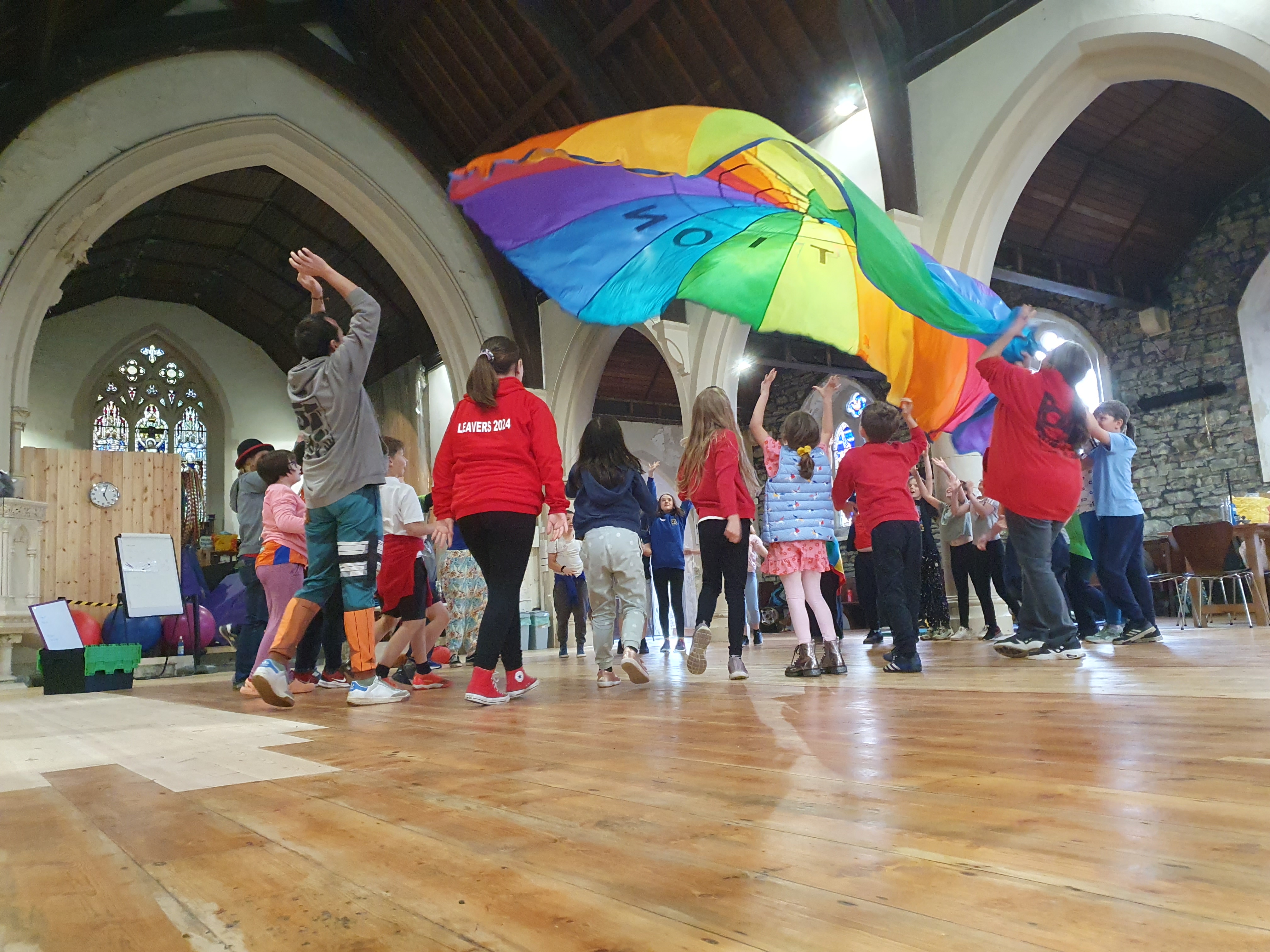 One of the Circus Eruption activities at St Luke’s Church in Cwmbwrla