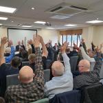 Community Union representatives voting for strike action at Tata's Port Talbot steelworks