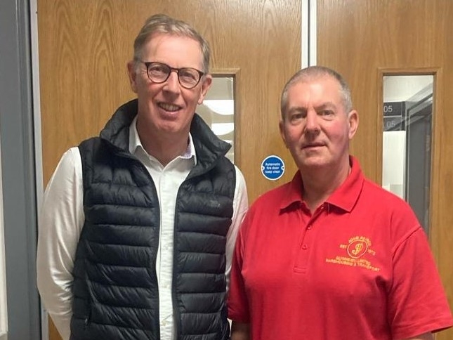 Phil with Clive Davies, managing director of John Pearce Transport Glynneath Limited.