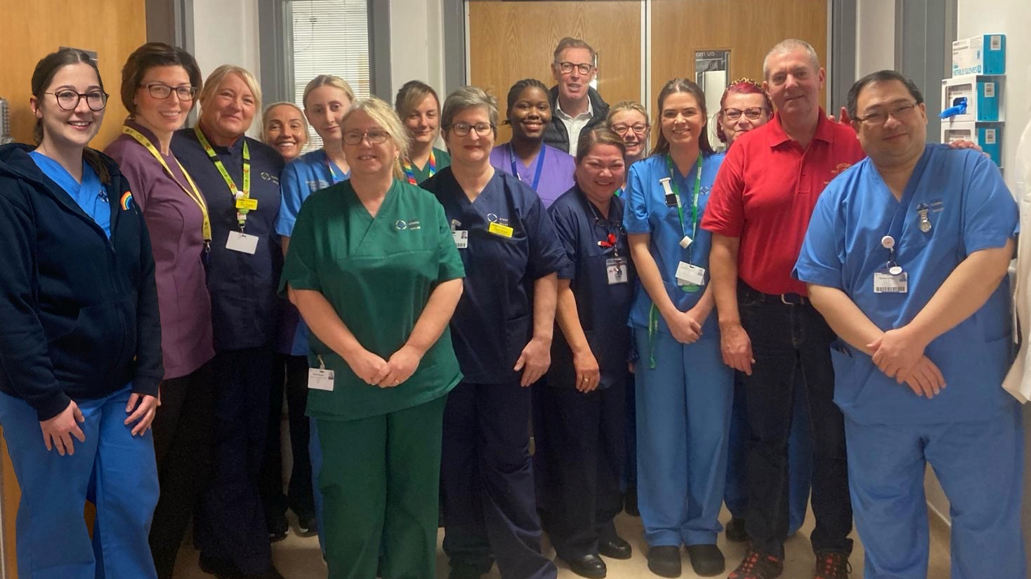 Phil with staff from Ward 2 in Singleton Hospital