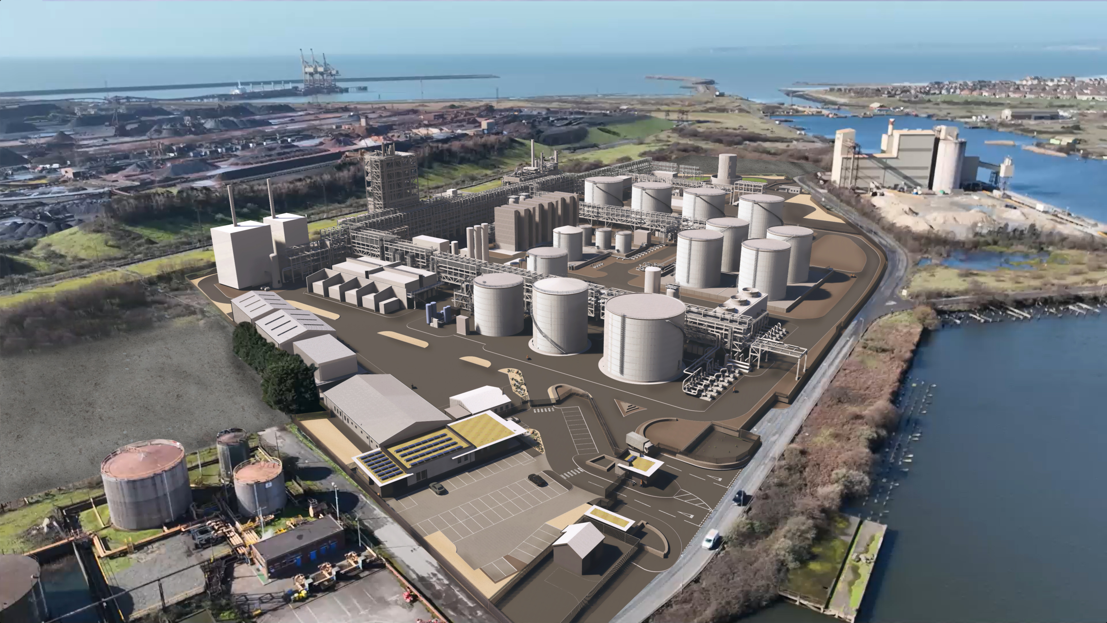 Artist's impression of Lanzatech sustainable aviation facility in Port Talbot