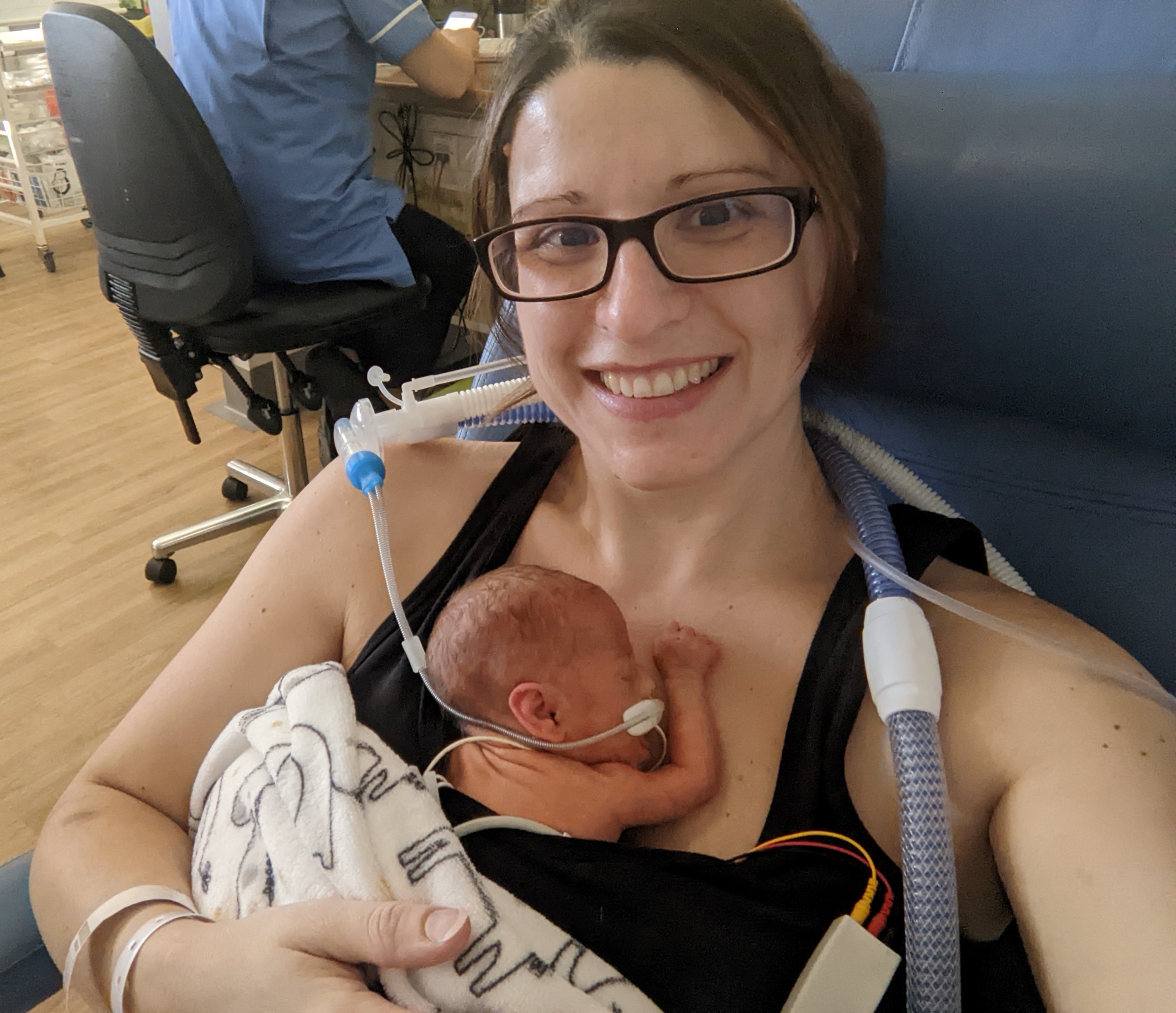 Lisa John with baby James who was born prematurely