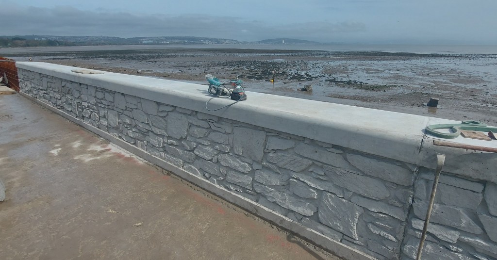 New seawall taking shape in Mumbles (Image: Swansea Council / Knights Brown)