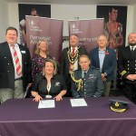 Craig Middle, Regional Employment Director, Reserve Forces and Cadets Association, Finola Pickwell, Local Armed Forces Liaison Officer, NPT Mayor, Cllr Chris Williams, Veterans Commissioner for Wales, Colonel James Phillips, Lieutenant Commander Andy Davies, front row, Ceri Stilwell and Air Commodore Robert Woods.